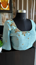 Light blue silk hand worked blouse - Threads