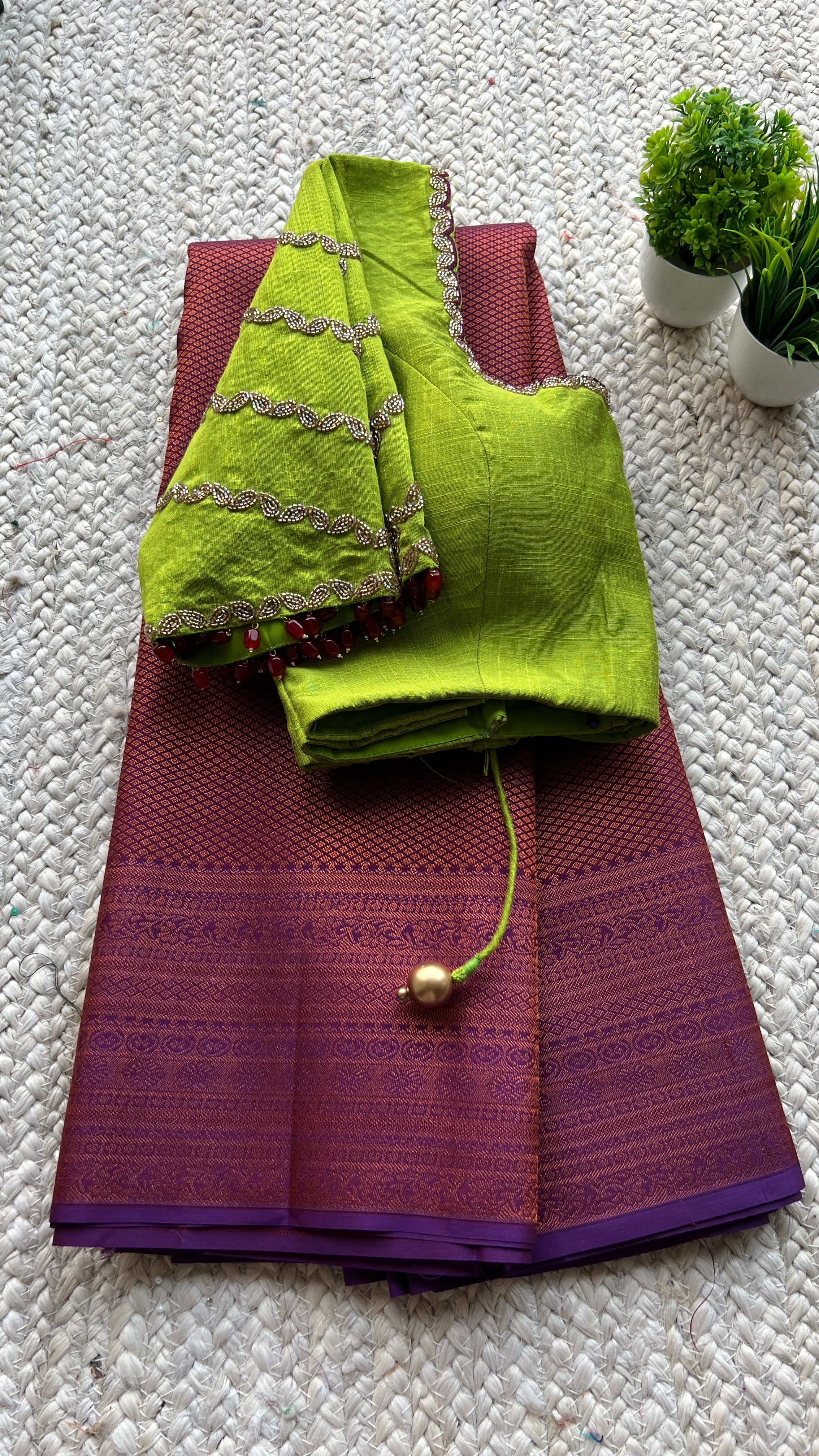 Ravishing Purple Colored Festive Wear Woven Silk Saree With Tassels