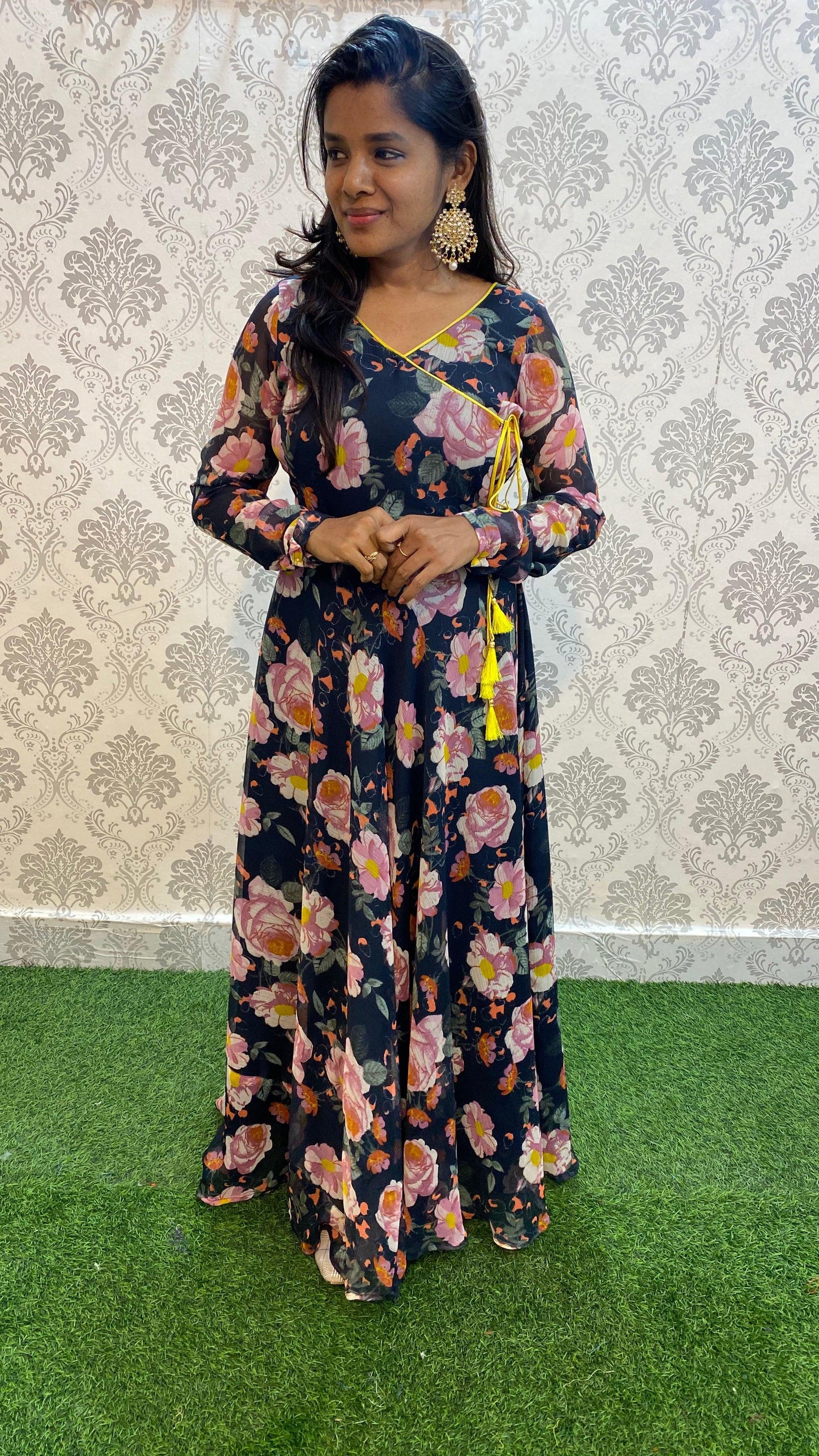 Floral Full Length Maxi party wear dress - Threads