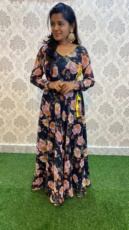 Floral Full Length Maxi party wear dress - Threads