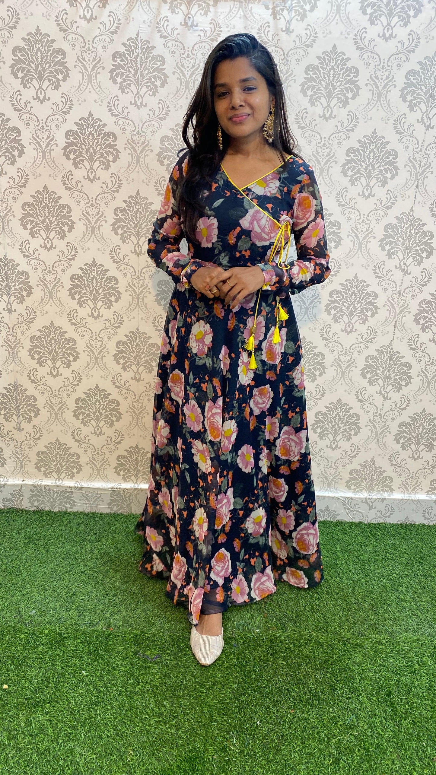 Floral Full Length Maxi party wear dress - Threads