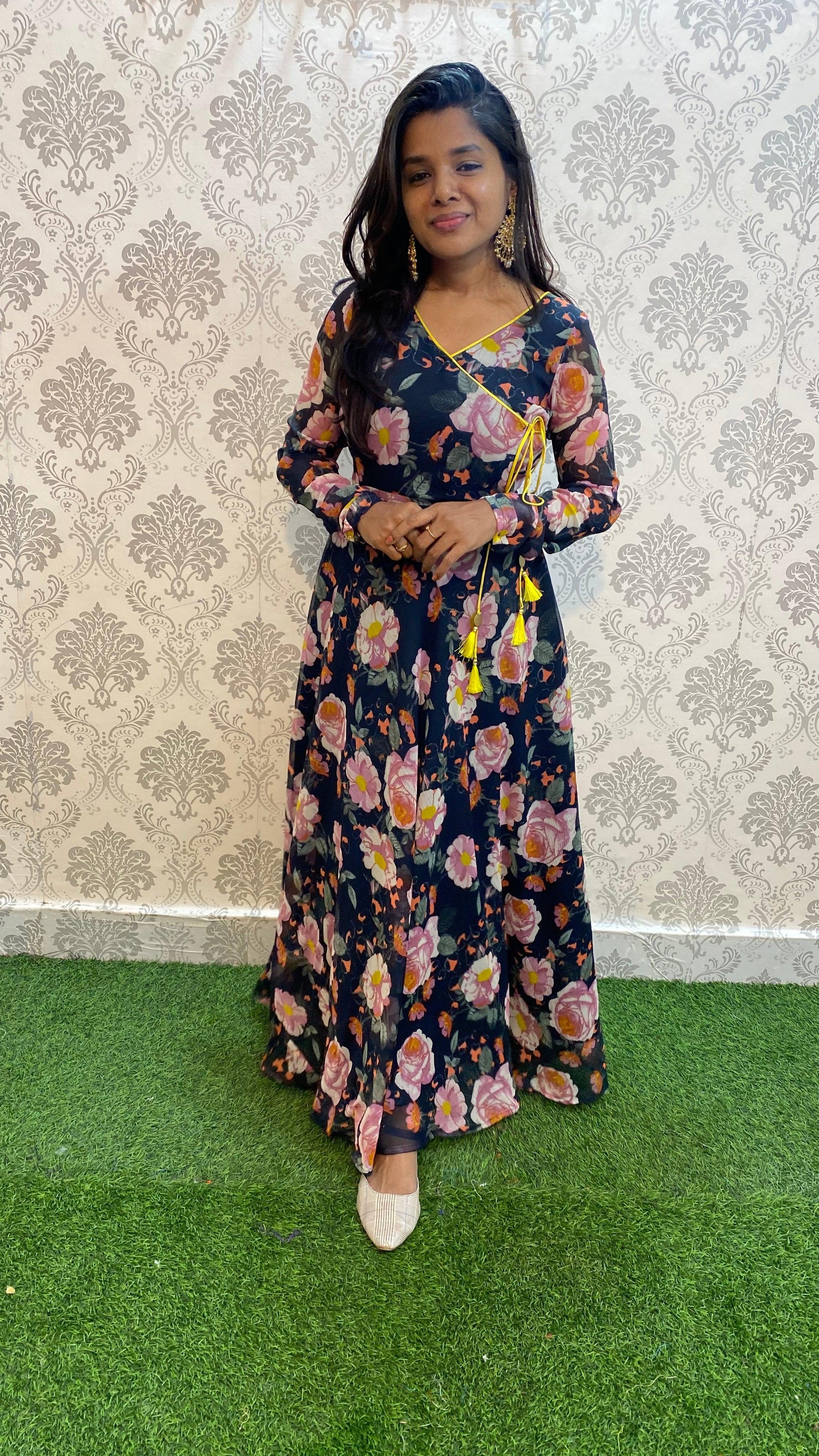 Floral Full Length Maxi party wear dress - Threads