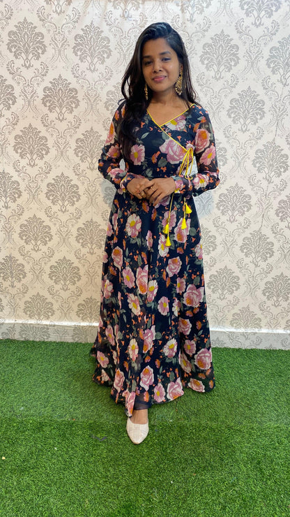 Floral Full Length Maxi party wear dress - Threads