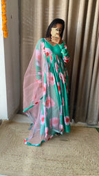 Sea green salwar suit of hand worked top and Duppata