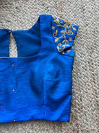 Peacock blue silk hand worked blouse