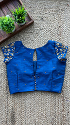 Peacock blue silk hand worked blouse