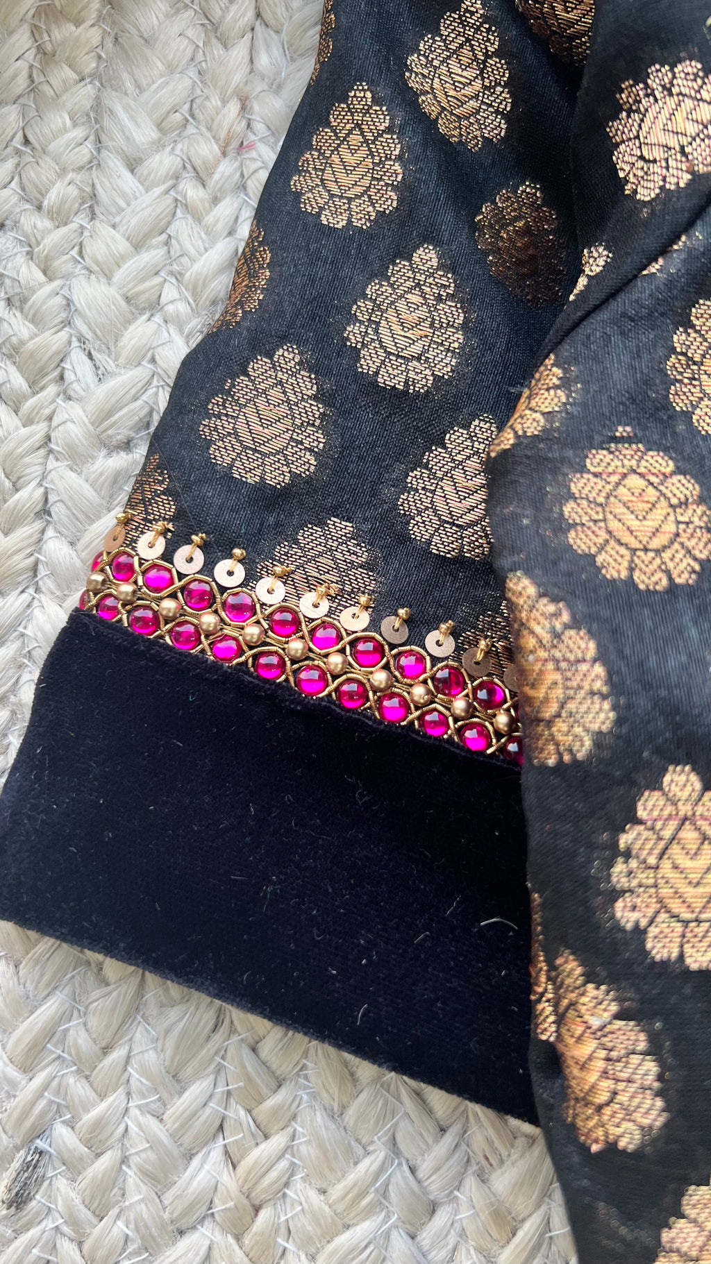 Black organza saree with banarasi blouse