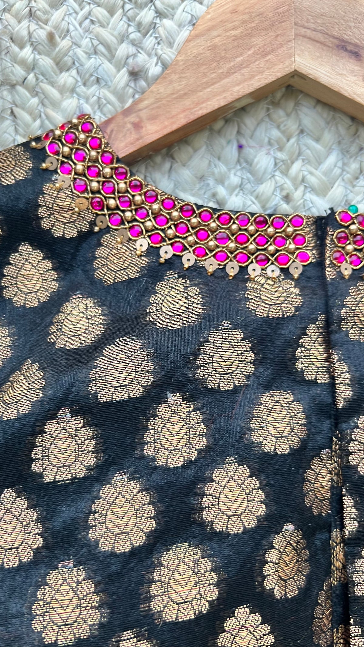 Black organza saree with banarasi blouse