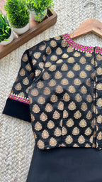 Black organza saree with banarasi blouse
