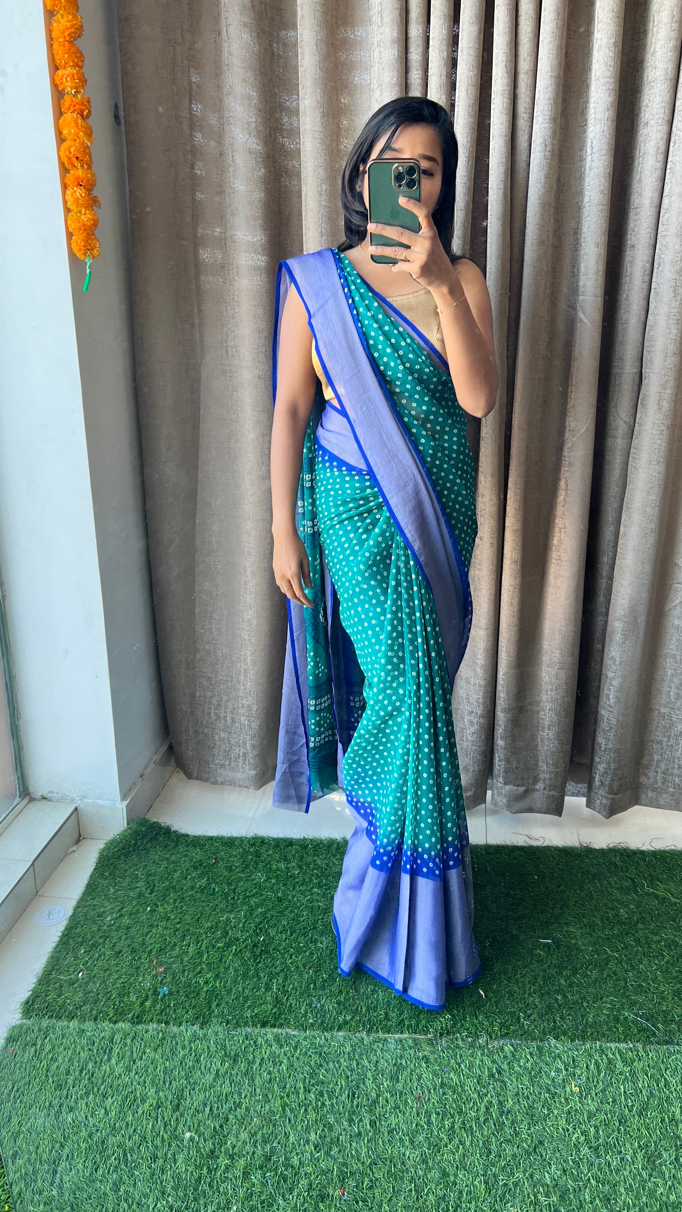 Peacock Blue Silk Embroidered Saree Set Design by Angad Singh at Pernia's  Pop Up Shop 2024