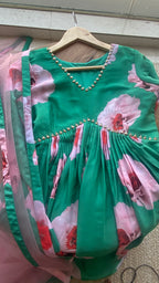 Sea green salwar suit of hand worked top and Duppata