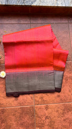Valcano orange kanjivaram silk saree with blouse - Threads