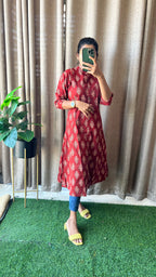 Maroon floral Cotton printed kurti top