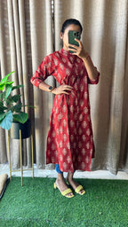 Maroon floral Cotton printed kurti top