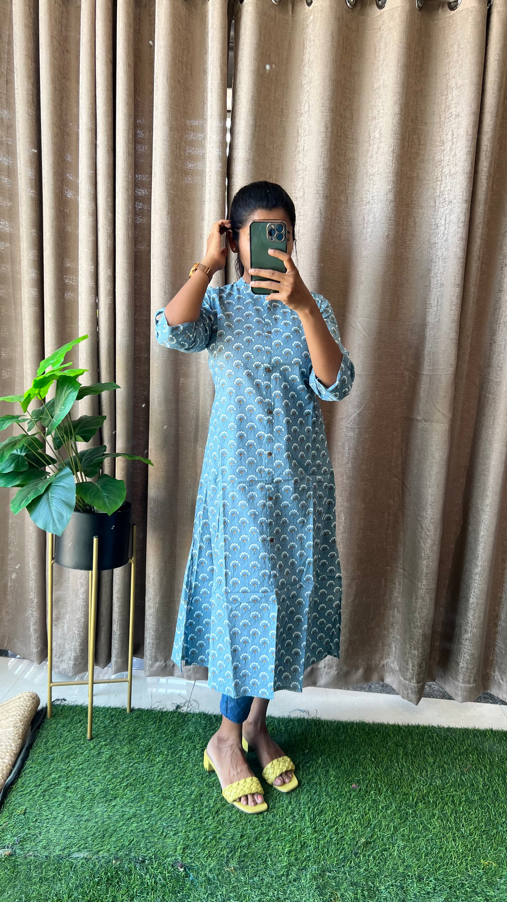 Blue floral Cotton printed kurti top