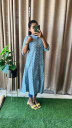 Blue floral Cotton printed kurti top