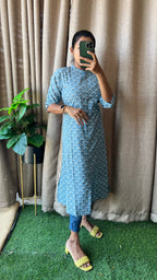 Blue floral Cotton printed kurti top