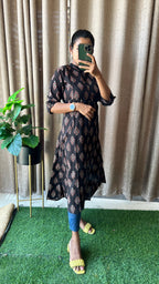 Black floral Cotton printed kurti top