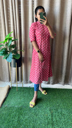 Red floral Cotton printed kurti top