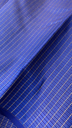 Blue checked kanjivaram silk saree with blouse - Threads
