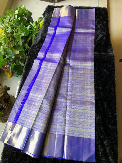 Bridal deep blue silver zari kanjivaram silk saree - Threads