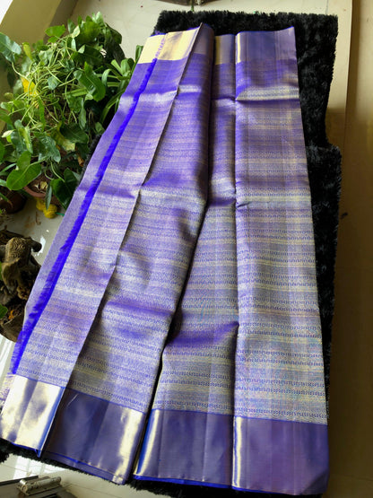 Bridal deep blue silver zari kanjivaram silk saree - Threads