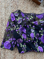 Purple embroidery netted hand work blouse