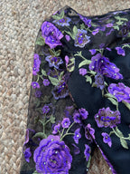 Purple embroidery netted hand work blouse