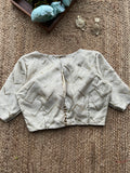 Half white silk hand work blouse