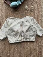Half white silk hand work blouse