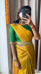 Green embroidery silk hand worked blouse