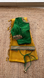 Green embroidery silk hand worked blouse