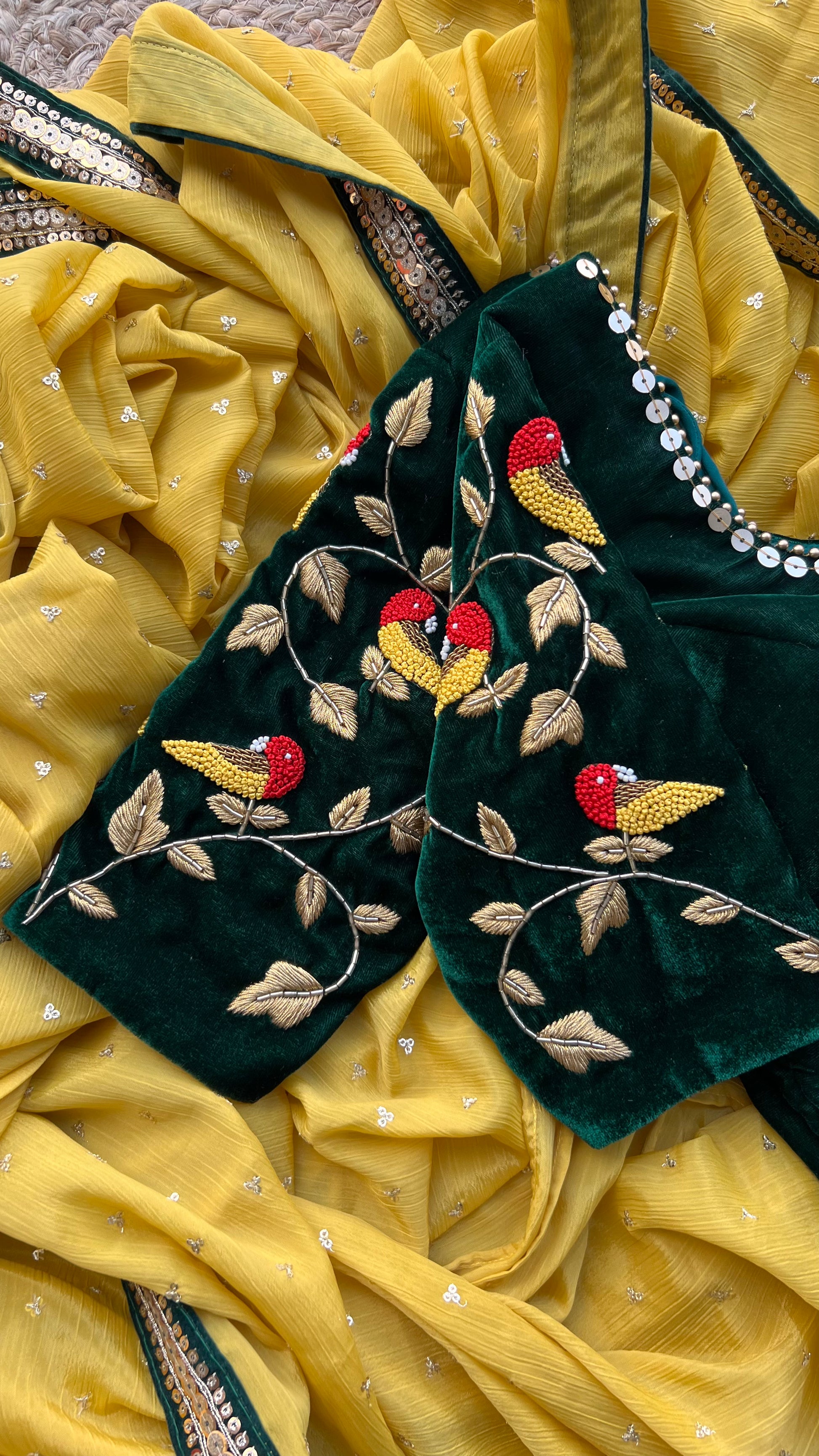 Yellow velvet best sale blouse