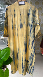 Cream and blue embroidery hand worked kurti top - Threads