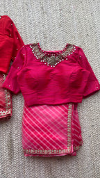 Pink silk Jewel neck intricate hand work blouse