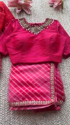 Pink silk Jewel neck intricate hand work blouse