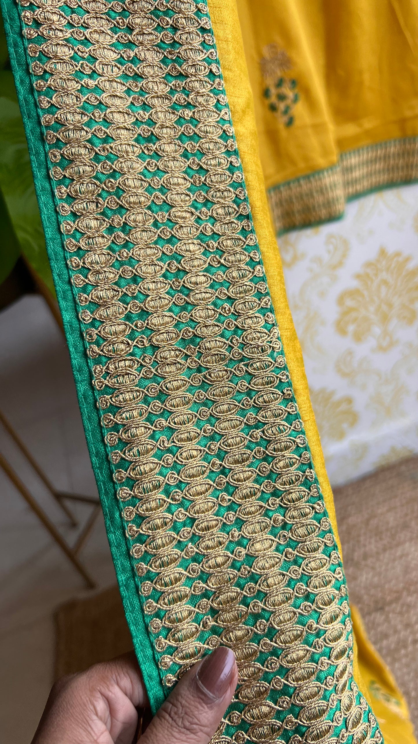 Yellow Malai Silk saree with embroidery blouse - Threads