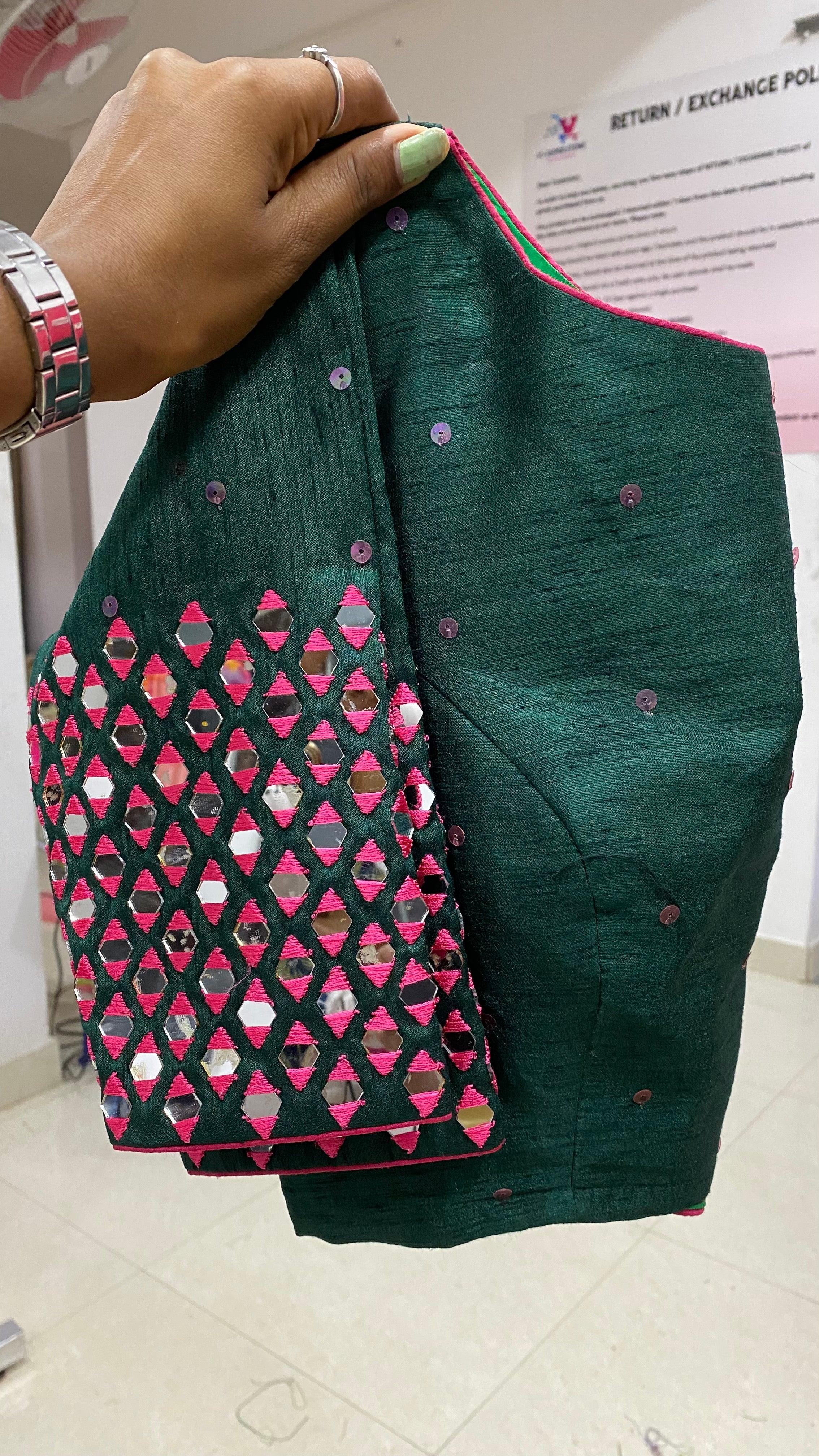 Designer original mirror work sleeved stitched Blouse - Threads