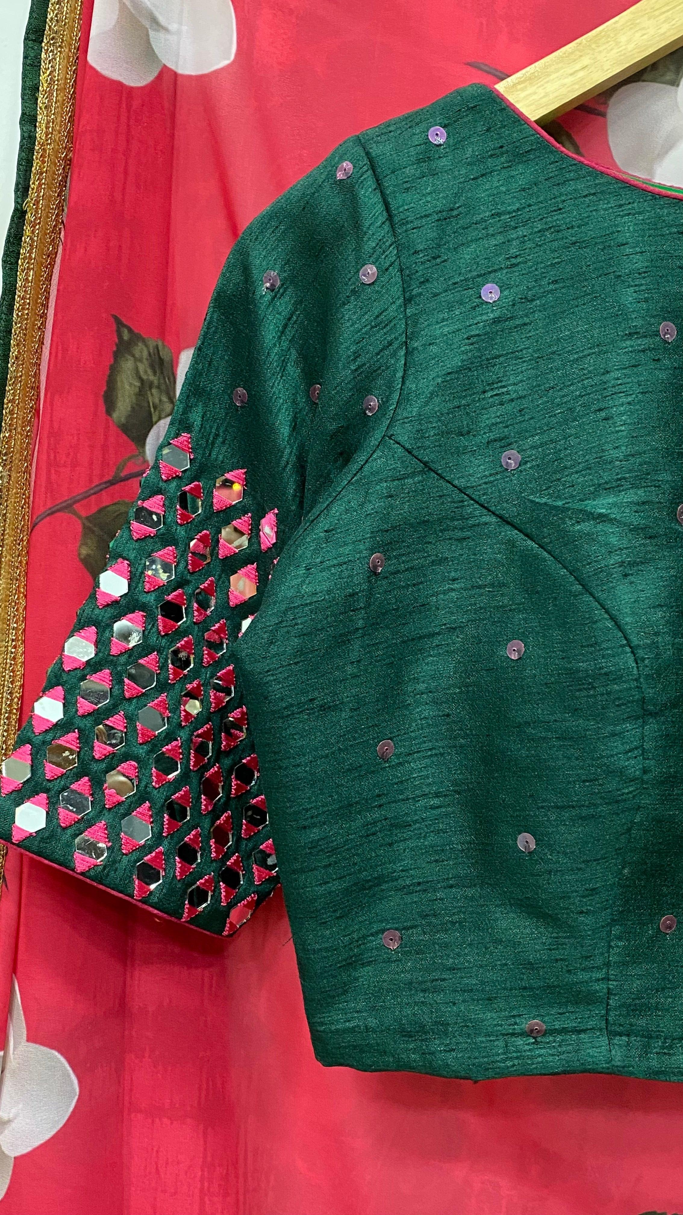 Designer original mirror work sleeved stitched Blouse - Threads