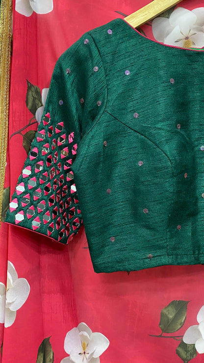 Designer original mirror work sleeved stitched Blouse - Threads