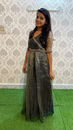 Black Silk orgnaza Worked full length salwar - Threads
