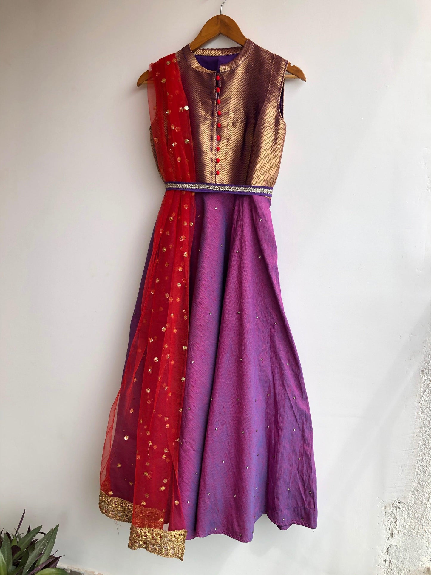 Purplesious stone work collored salwar - Threads