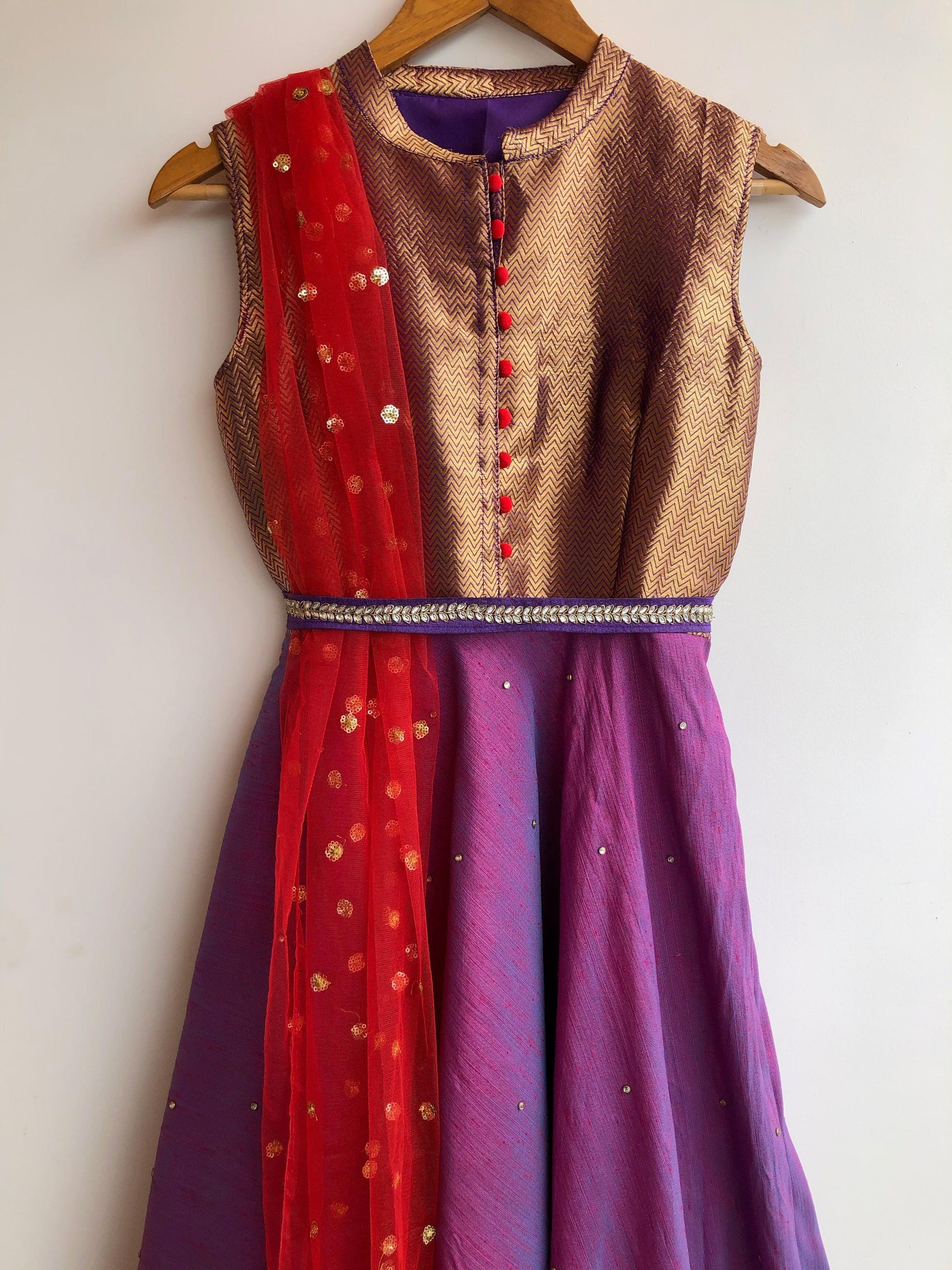 Purplesious stone work collored salwar - Threads