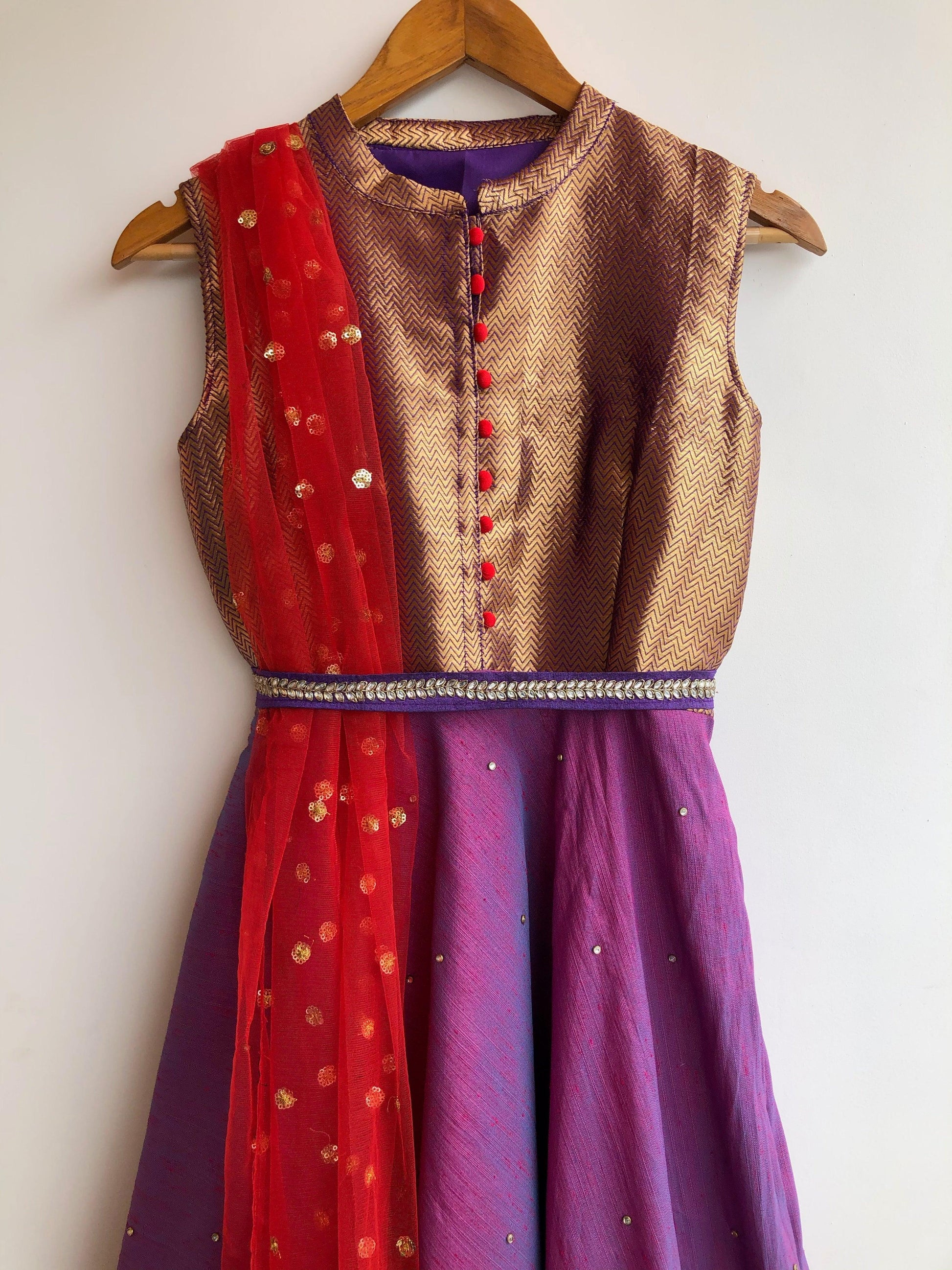 Purplesious stone work collored salwar - Threads