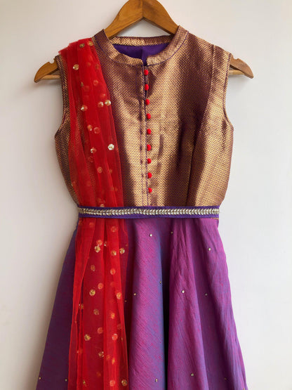 Purplesious stone work collored salwar - Threads