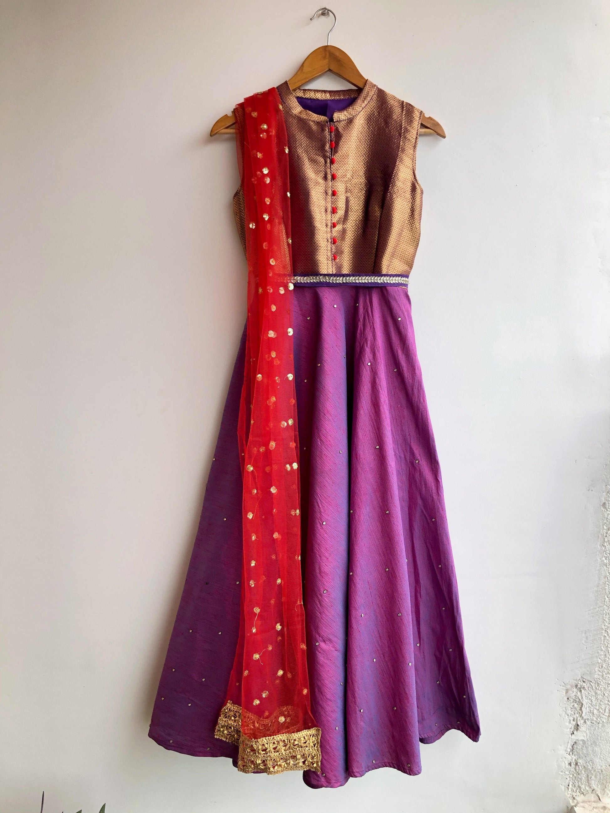Purplesious stone work collored salwar - Threads