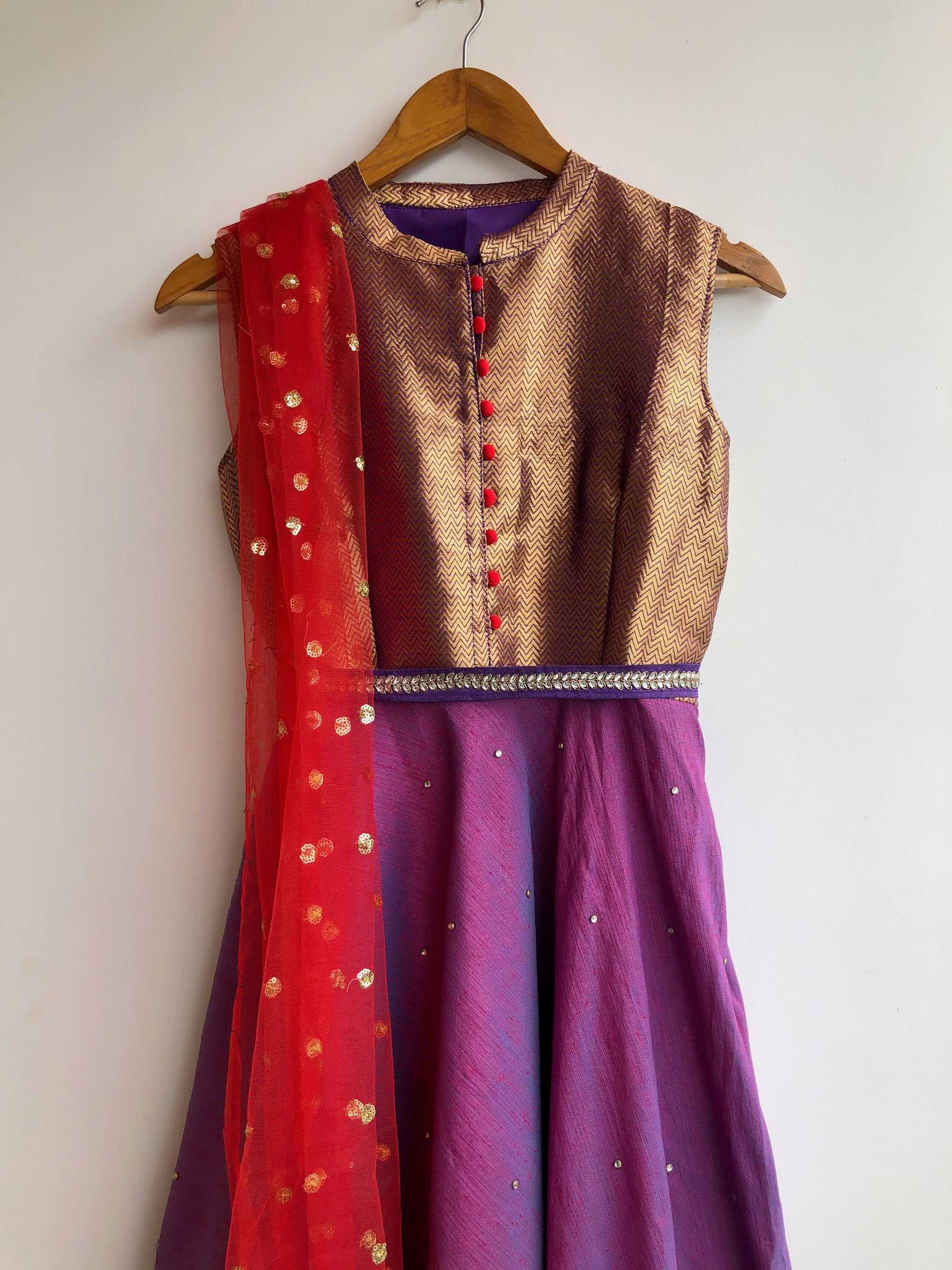 Purplesious stone work collored salwar - Threads