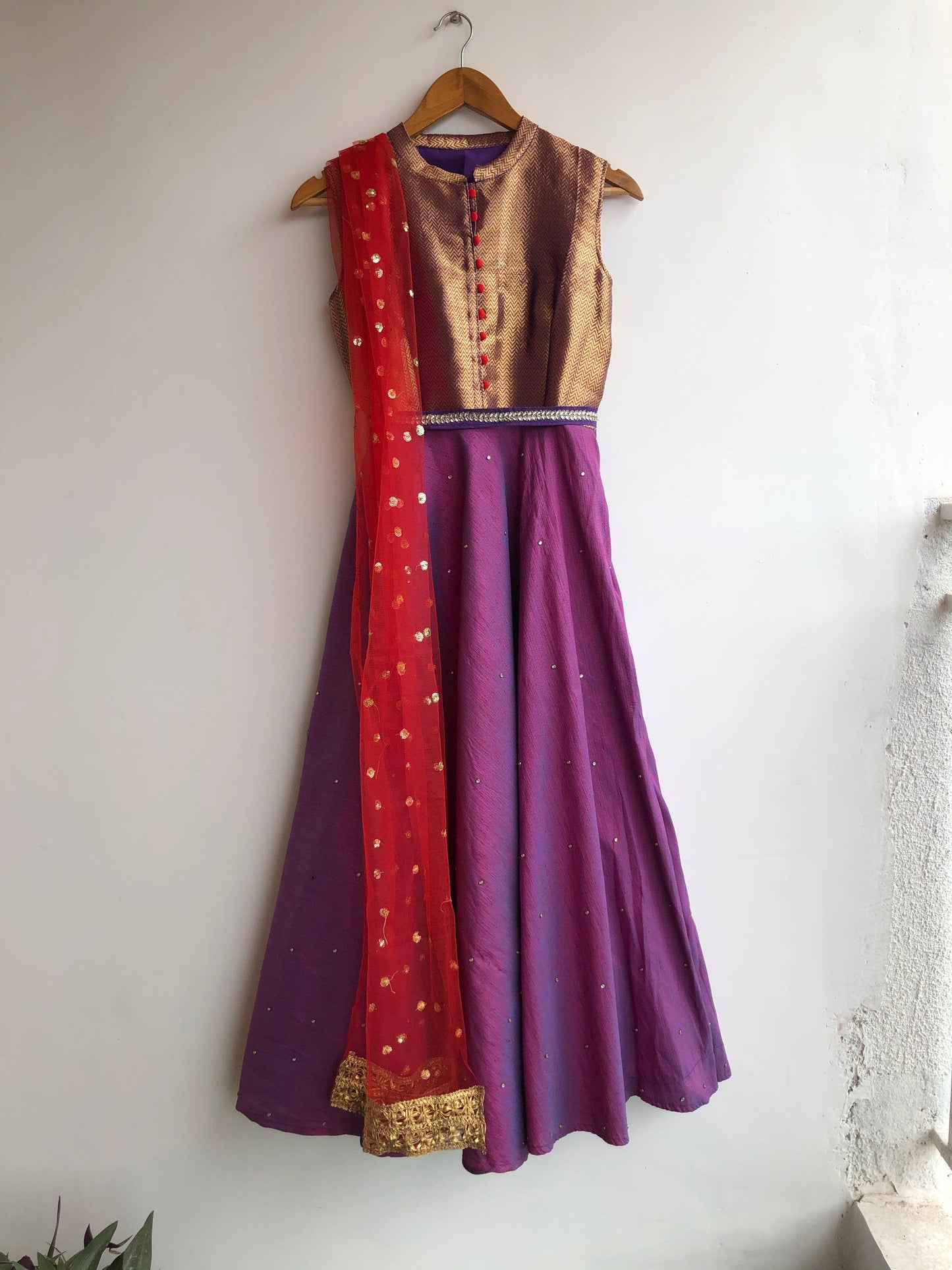 Purplesious stone work collored salwar - Threads