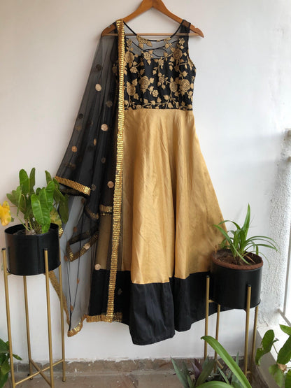 Beige Sea floral yoke salwar