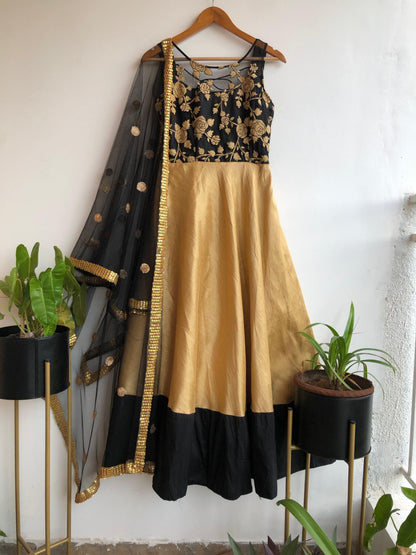 Beige Sea floral yoke salwar